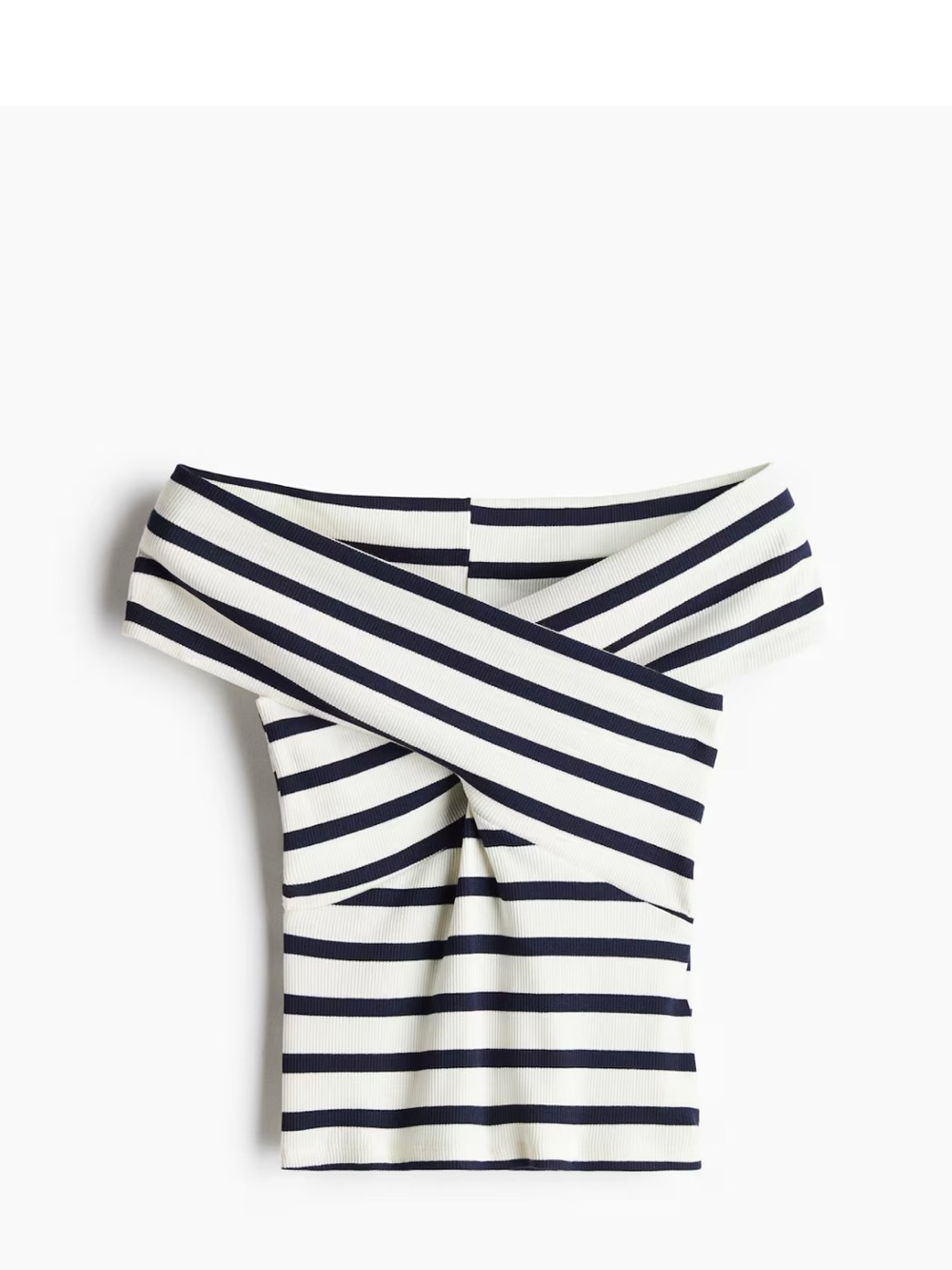 H&M Navy and White One-Shoulder Striped Dress